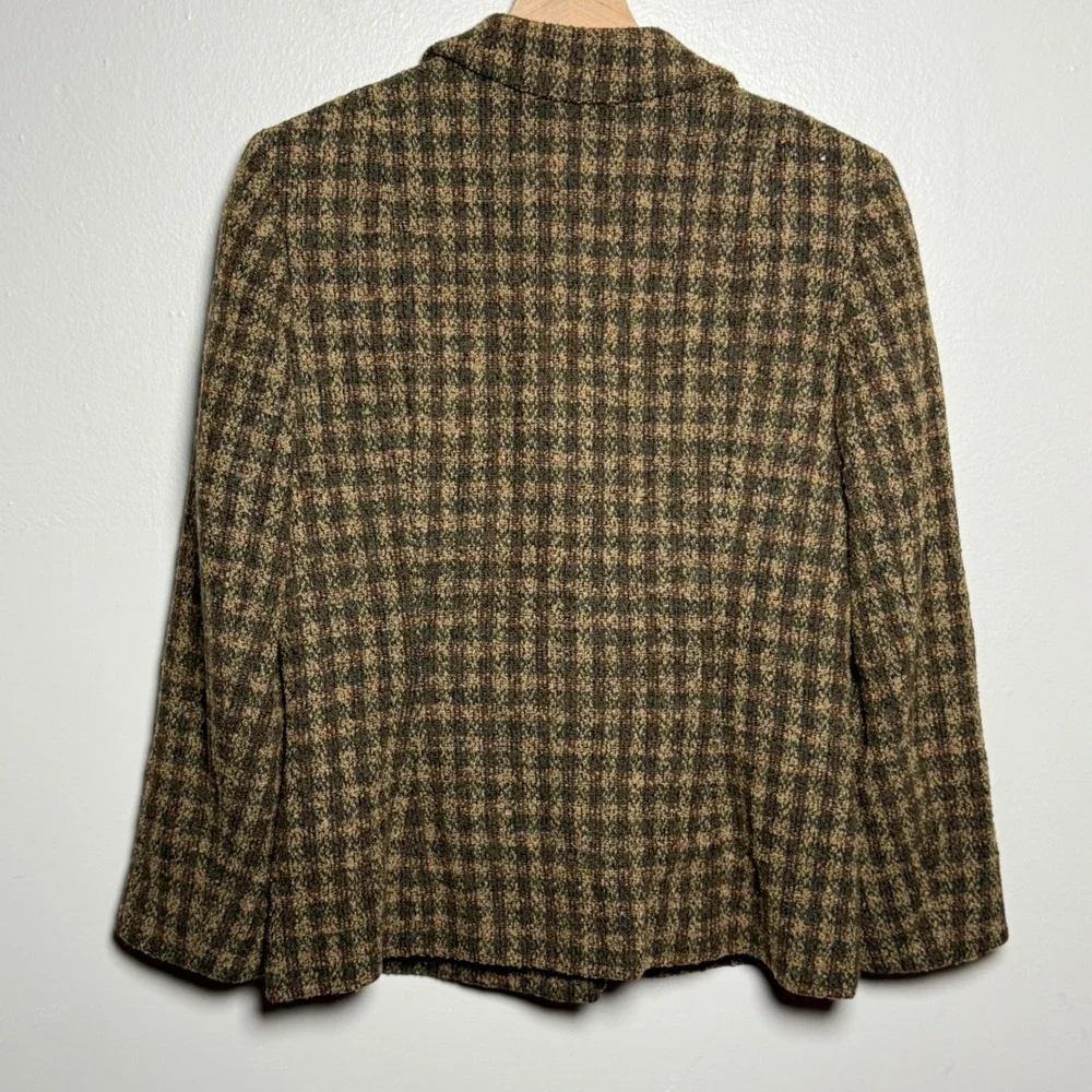 Pendleton VTG Womens Wool Blazer Jacket 8 Brown Plaid Academia Gilmore Girls 90s